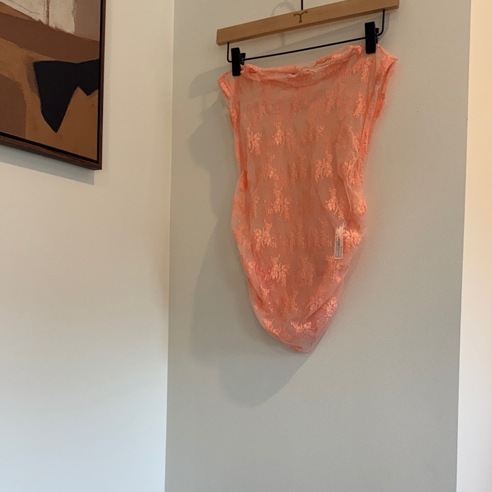 Free People Lace tank in Coral